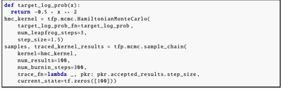 TensorFlow Probability MCMC code example